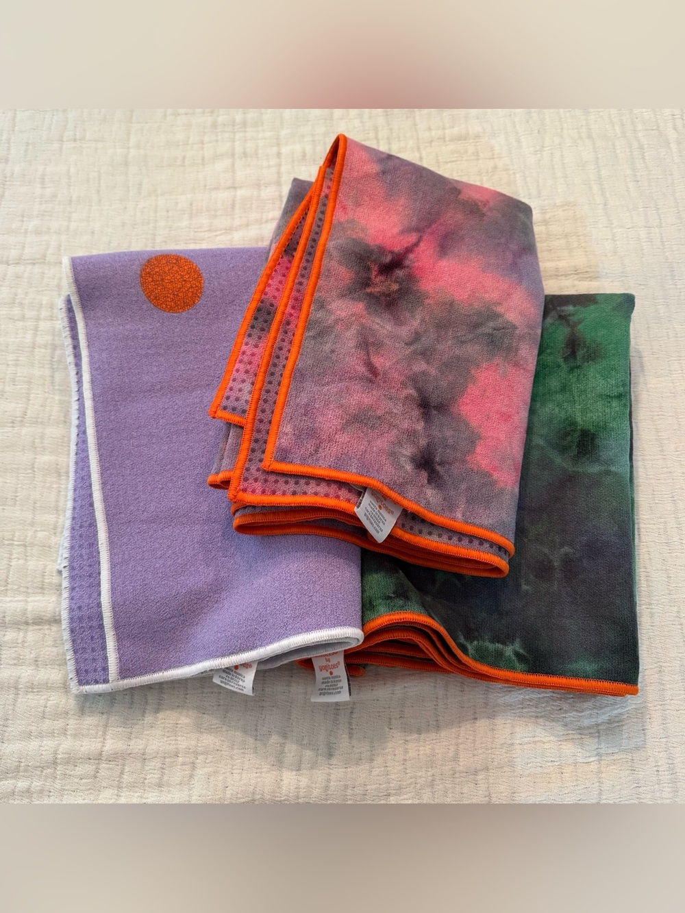 Yogitoes Skidless Yoga Towels Colorful Border Non Slip Silicone Bundle Of 3